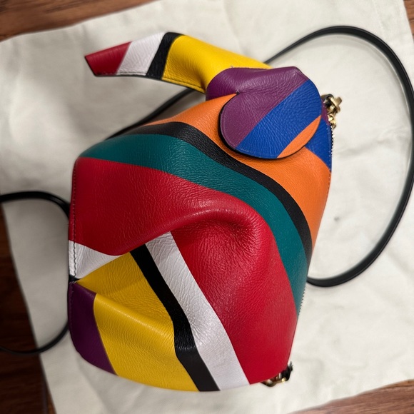 Mini Striped Leather Shoulder Elephant Bag In Multicolor - Picture 11 of 15